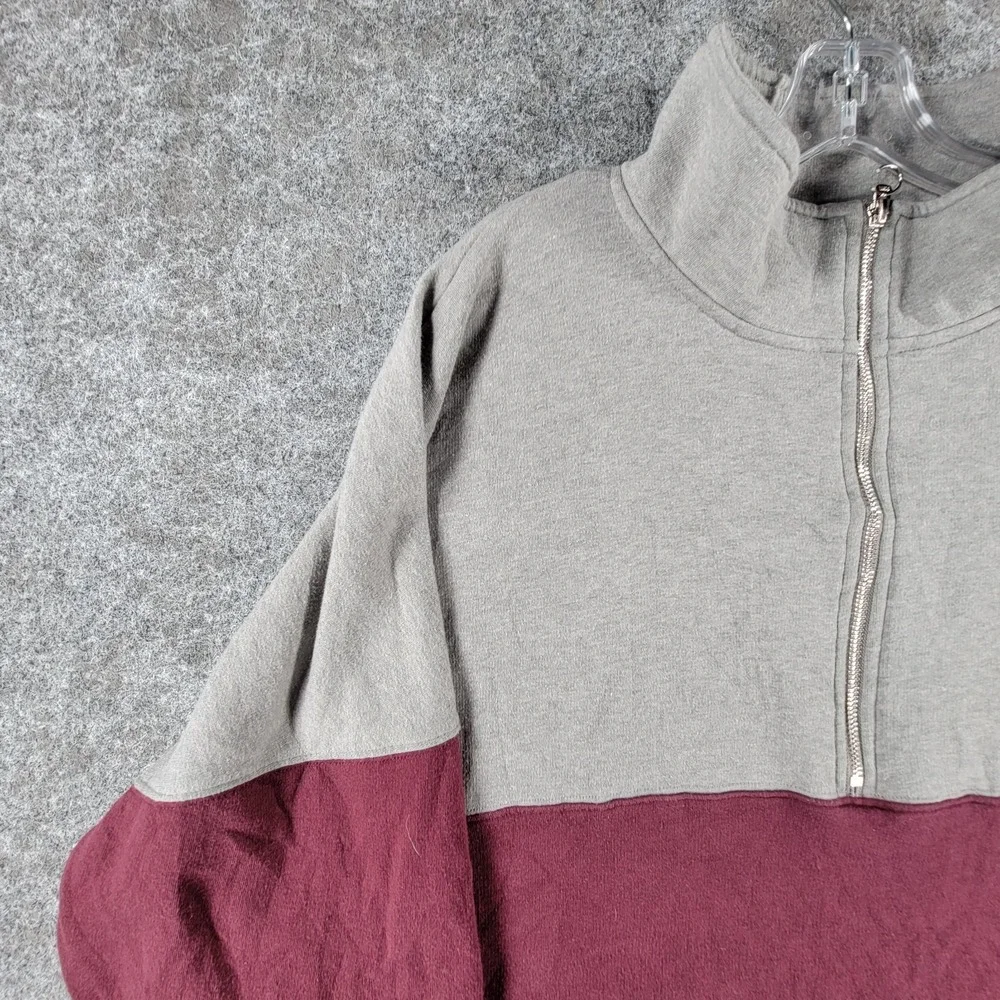 Victoria's Secret Varsity 1/2-Zip Sweatshirt Womens XL Gray‎ Maroon Love Pink